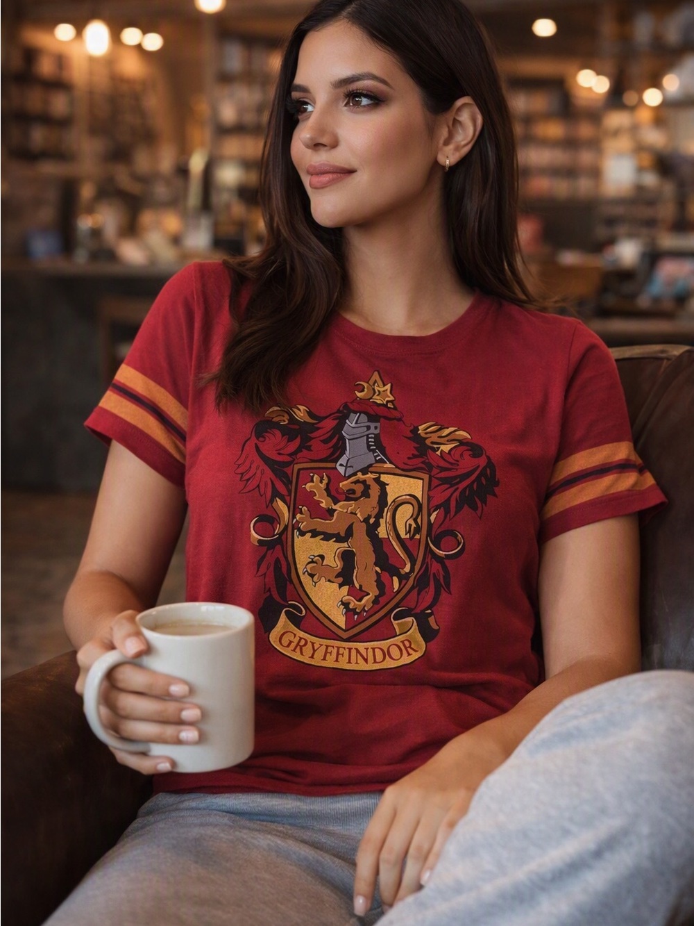 Harry Potter Gryffindor Ladies Fitted Short Sleeve Graphic Shirt size XL